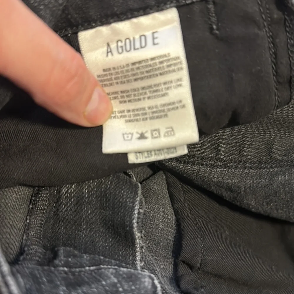 Agolde Jeans Chloe Low Rise Slim Liverpool Black Denim Distressed Size 29‎